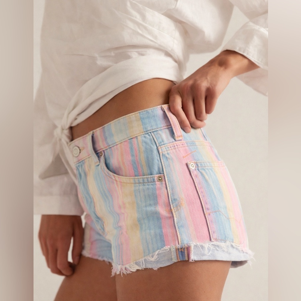 Crazy Train Pastel Serape Denim Shorts XL NWOT Boutique Western